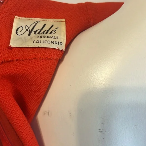 ADDE Originals CALIFORNIA  1960s high neck Red knit Dress Size Small/medium - Picture 6 of 7